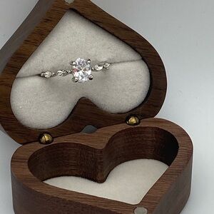 Sterling Silver 925 Cushion Cut CZ Ring •Dainty Marquise Band • Size 7